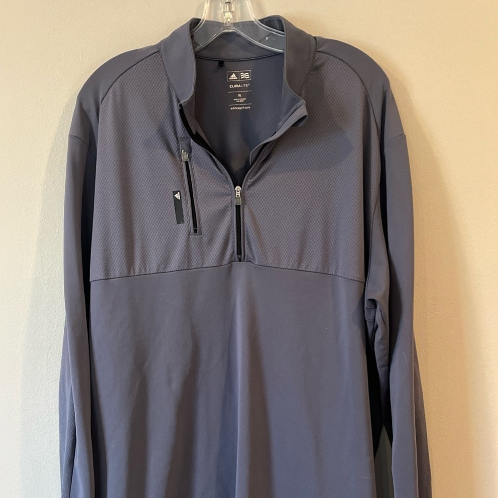 Adidas Golf 1/4 Zip Men XL Gray ClimaLite Stretch Pullover Long Sleeve Lightweig